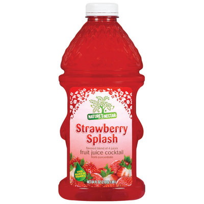 Nature's Nectar Strawberry Splash Flavored Blend of 4 Juices Fruit Juice Cocktail 64 oz. Plastic Bottle