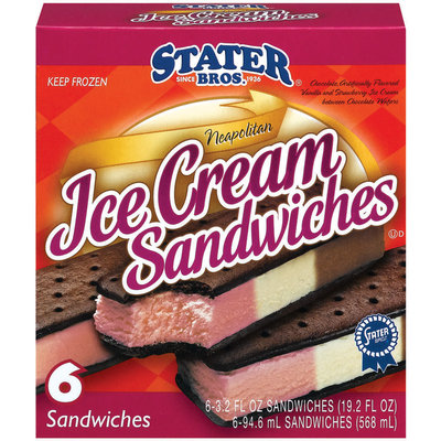 Stater Bros. Neopolitan 6 Ct Ice Cream Sandwiches 19.2 Oz Box