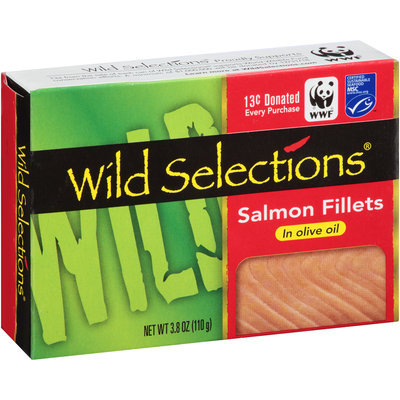 Wild Selections® Salmon Fillets in Olive Oil 3.8 oz. Box