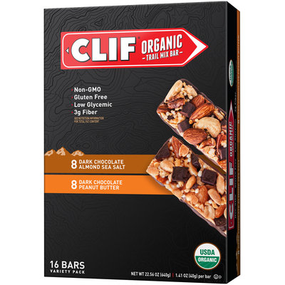 Clif Organic Trail Mix Bar Dark Chocolate Almond Sea Salt & Dark Chocolate Peanut Butter