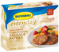 Butterball Fully Cooked Turkey Breakfast 10 Oz Sausage Patties 8 Ct Box