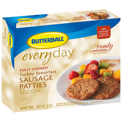 Butterball Fully Cooked Turkey Breakfast 10 Oz Sausage Patties 8 Ct Box