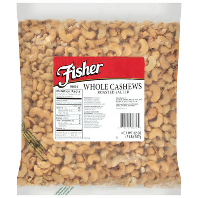 Fisher® Roasted Salted Whole Cashews 32 oz. Bag