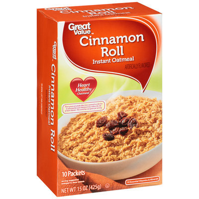 Great Value™ Cinnamon Roll Instant Oatmeal 10 ct Box