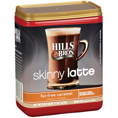 Hills Bros Skinny Latte Fat-Free Caramel Drink Mix 15 Oz Canister