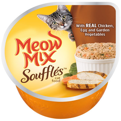 Meow Mix Souffles with Real Chicken, Egg and Garden Vegetables Wet Cat Food, 2.75-Ounce Cup