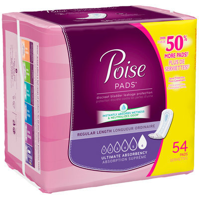 Poise® Pads* Ultimate Absorbency Regular Length Incontinence Pads 54 ct Pack