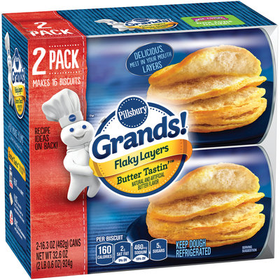 Pillsbury Grands!® Flaky Layers Butter Tastin'™ Biscuits 2-16.3 oz. Can