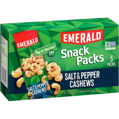 Emerald® Salt & Pepper Cashews Snack Packs 5-1.25 oz. Tubes
