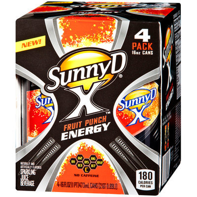 SunnyD® X™ Fruit Punch Energy Sparkling Juice Beverage 4-16 fl. oz. Cans