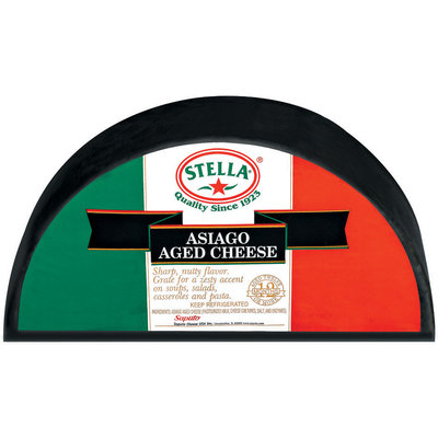 Stella® Asiago Aged Half Wheel Black Wax Cheese 11 Lb Wheel
