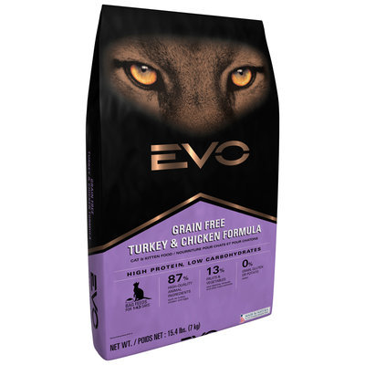 EVO Turkey & Chicken Formula Cat & Kitten Food 15.4 lb. Bag