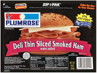 Plumrose 97% Fat Free Thin Sliced Ham Smoked 10 Oz Zip Pak