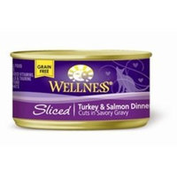 Wellness Sliced Canned Cuts Turkey Salmon Adult Canned Cat Food -Pack of 24