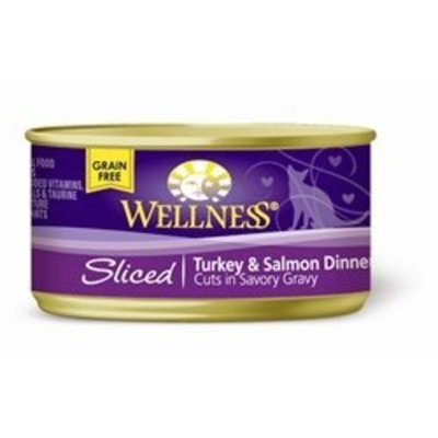 Wellness Sliced Canned Cuts Turkey Salmon Adult Canned Cat Food -Pack of 24