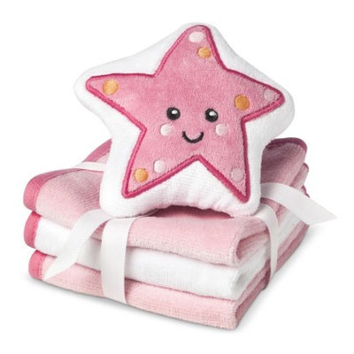 Circo Newborn Girls' 3 Pack Wascloth Set with Scrubbie - Pink