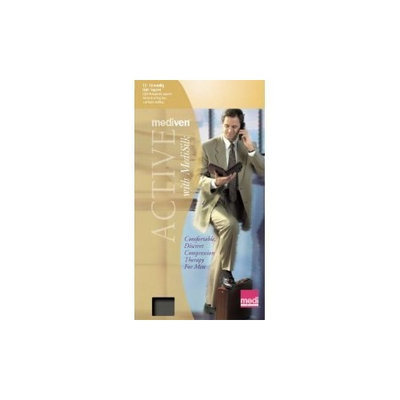 Medi Active For Men Ribbed Knee High 16-20mmHg Closed Toe, M, BLK - 04552
