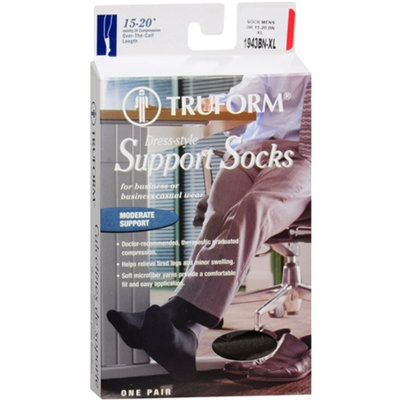 Truform Men's Dress Style Over-the-Calf (15-20 mm) Support Socks XL