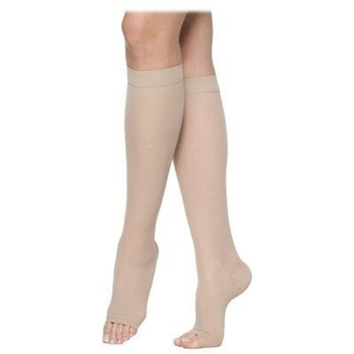 Sigvaris 770 Truly Transparent 20-30 mmHg Women's Open Toe Knee High Sock Size: Large Short, Color: Suntan 36
