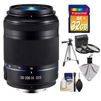 Samsung 50-200mm f/4.0-5.6 NX ED OIS III Telephoto Zoom Lens (Black) with 32GB Card + 3 UV/CPL/ND8 Filters + Tripod + Kit for Galaxy NX, NX30, NX210, NX300, NX1100, NX2000 Cameras