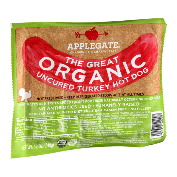 Applegate The Great Organic Uncured Turkey Hot Dog - 7 CT