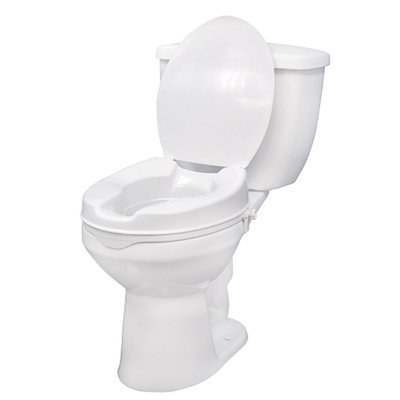 Drive Medical Raised Toilet Seat with Lock and Lid, 4 Inch, 1 ea