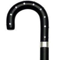 Harvy Ladies Crook Cane Black Shaft, Plexi Handle -Affordable Gift! Item #DHAR-9188000