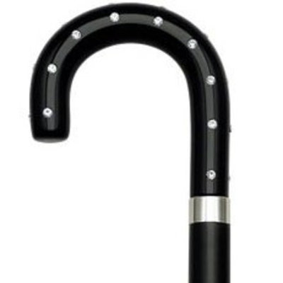Harvy Ladies Crook Cane Black Shaft, Plexi Handle -Affordable Gift! Item #DHAR-9188000