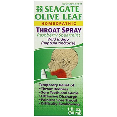 Seagate Products Olive Leaf Homeopathic Throat Spray 1 oz Raspberry-Spearmint, 1-Pack