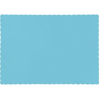 Party Central Pack of 50 Solid Pastel Blue Scalloped Edge Disposable Table Placemats 13.5