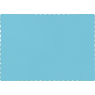 Party Central Pack of 50 Solid Pastel Blue Scalloped Edge Disposable Table Placemats 13.5