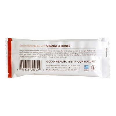 Mediterra Nutrition Sesame Energy Bar Orange Honey-12 per Box