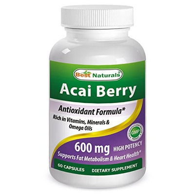 #1 Acai Berry 1200mg per Serving by Best Naturals -- 100% Pure High Potency -- Supports Fat Metabolism -- Manufactured in a USA Based GMP Certified Facility and Third Party Tested for Purity. Guaranteed!!