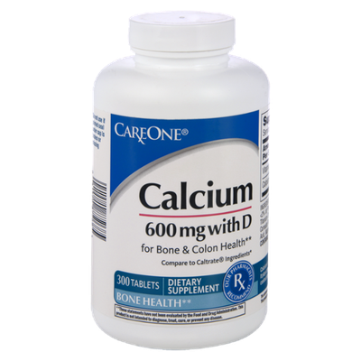 CareOne Calcium 600mg with D for Bone & Colon Health