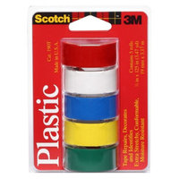 3M Scotch Assorted Colors Plastic Tape Rolls 5-ct.