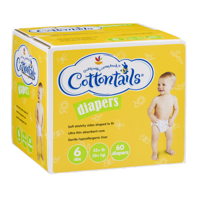 Ahold Cottontails Diapers 6 Size (35+ lb) - 60 CT