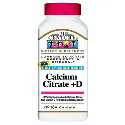 21st Century Calcium Citrate +D Caplets, 120-Count