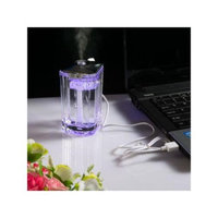 Agptek USB Mini Changing Color LED Crystal Water Glass Humidifier Mist Portable Ultrasonic Room Humidifier