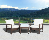 Atantic Atlantic Santorini Deluxe 3 Piece Brown Synthetic Wicker Patio Seating Set With Off-White Cushions