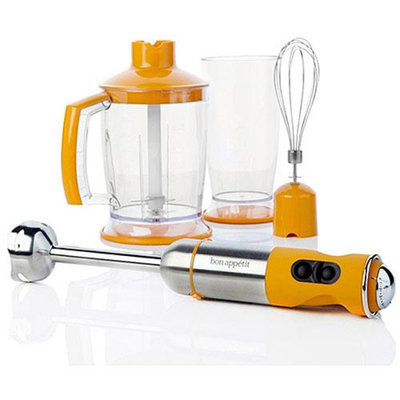 Bon Appetit BAIBC010O Orange Immersion Blender with Chopper Bowl