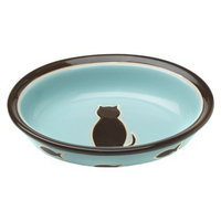 Boots & Barkley 1-Cup Cat Ceramic Bowl - Blue/Pink