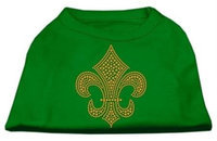Ahi Gold Fleur de Lis Rhinestone Shirts Emerald Green XS (8)