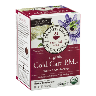 Traditional Medicinals Caffeine Free Herbal Tea Bags Organic Cold Care P.M. - 16 CT