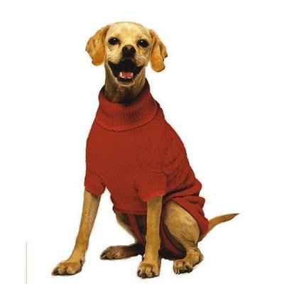 Fashion Pet Classic Cable Dog Sweater, Red, XXX-Small