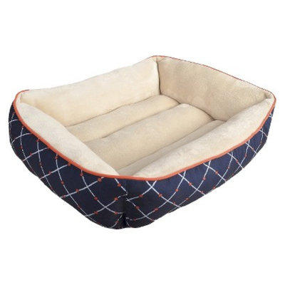 Boots & Barkley Med Cuddler - Ikat Lattice Navy/Coral