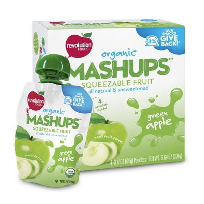 Revolution Foods Organic Mashups Squeezable Fruit, Green Apple, 3.17 Oz, 4-Count Mashups (Pack of 4)