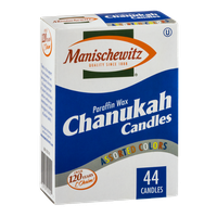 Manischewitz Paraffin Wax Chanukah Candles Assorted Colors - 44 CT