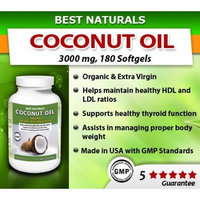 Best Naturals Coconut Oil, Organic & Extra Virgin 3000 Mg, 180 Softgels(pack of 3)