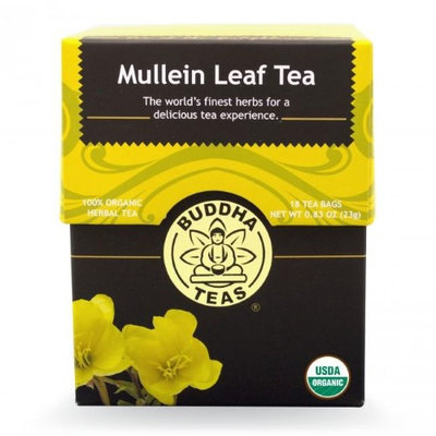 Buddha Teas Mullein Leaf 100 Percent Organic Herbal Tea 18 Bags Per Packet