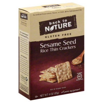 Back to Nature Gluten Free Sesame Seed Rice Thin Crackers, 4 oz, (Pack of 12)